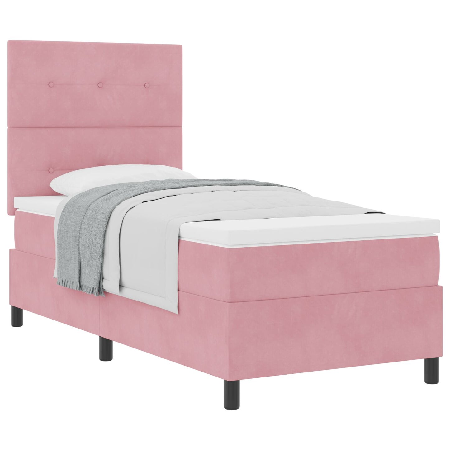 Boxspring Bed Met Matras Roze Eenpersoons Fluweel Blauw