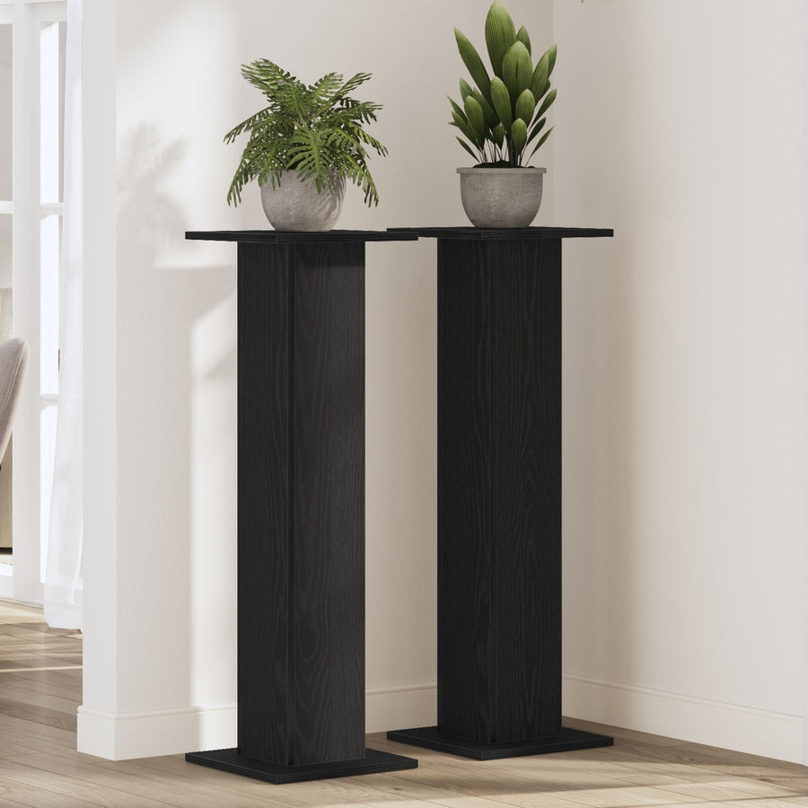 Plantstandaard 2 Stuks Bewerkt Hout 30 x 30 x 95 cm Zwart Eiken