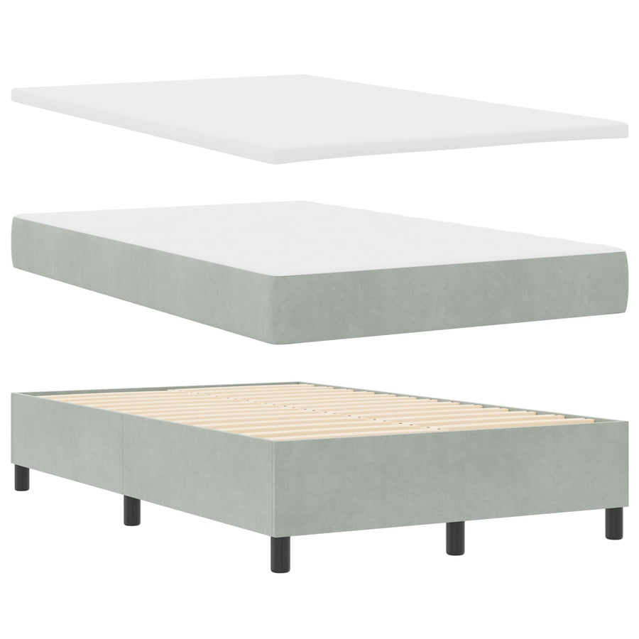 Boxspringbed Met Matras & Led Lichtgrijs 120X190 Cm Fluweel Blauw