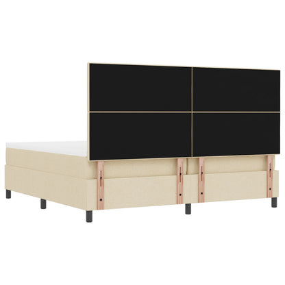 Boxspringbed Met Matras & Bank Stof Crème 200 x 200 cm Met knopen