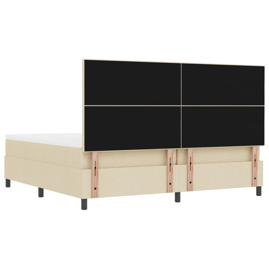 Boxspringbed Met Matras & Bank Stof Crème 200 x 200 cm Met knopen
