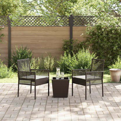 3-Delige Tuin Bistroset Met Kussens Bruin Poly Rattan