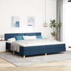 Box spring bed with mattress with headboard Blue 200 x 200 cm Fabric