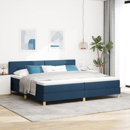 Boxspringbed Met Matras Stof Blauw 200 x 200 cm Knoopgestoffeerd