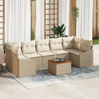 Garden Lounge Set with Storage 8 pcs Beige and Cream poly rattan
