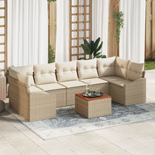 8-Delige Tuinbankset Met Kussens Beige Poly Rattan Acacia