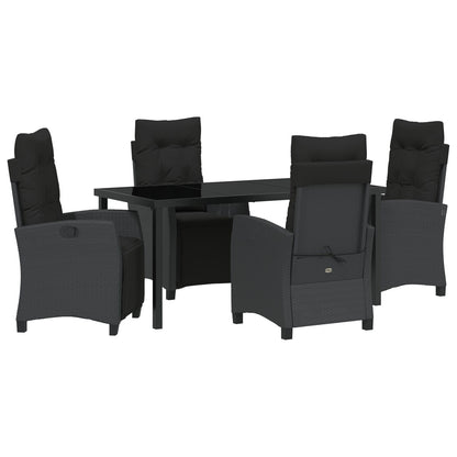 5-Delige Tuin Eetset Zwart Poly Rattan