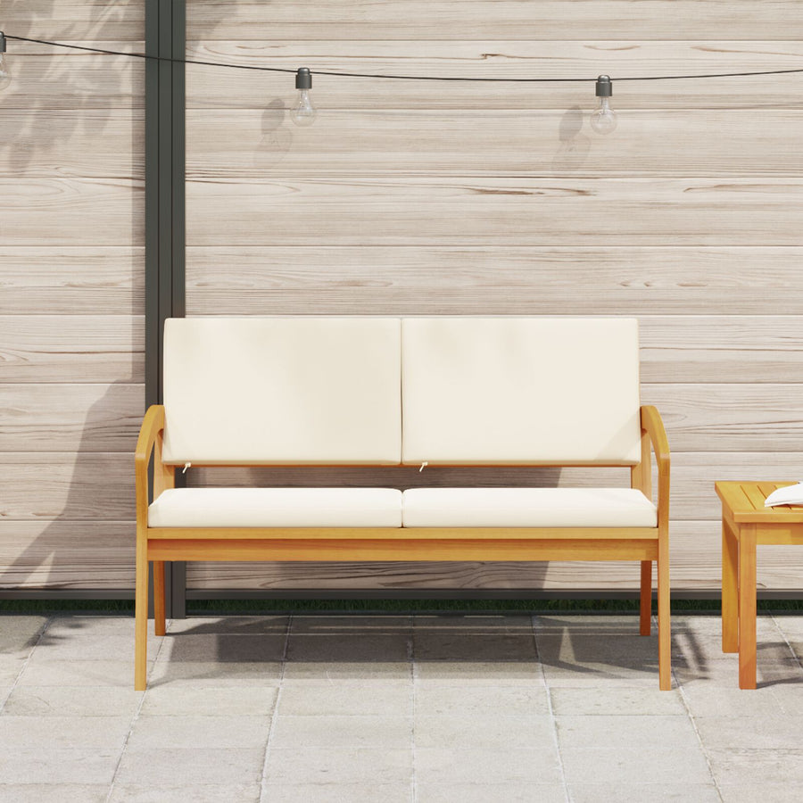 Tuin Met Kussens 115X70X72 Cm Massief Acaciahout Crème wit Bank
