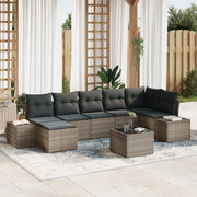 Tuinset poly rattan grijs 8-delig