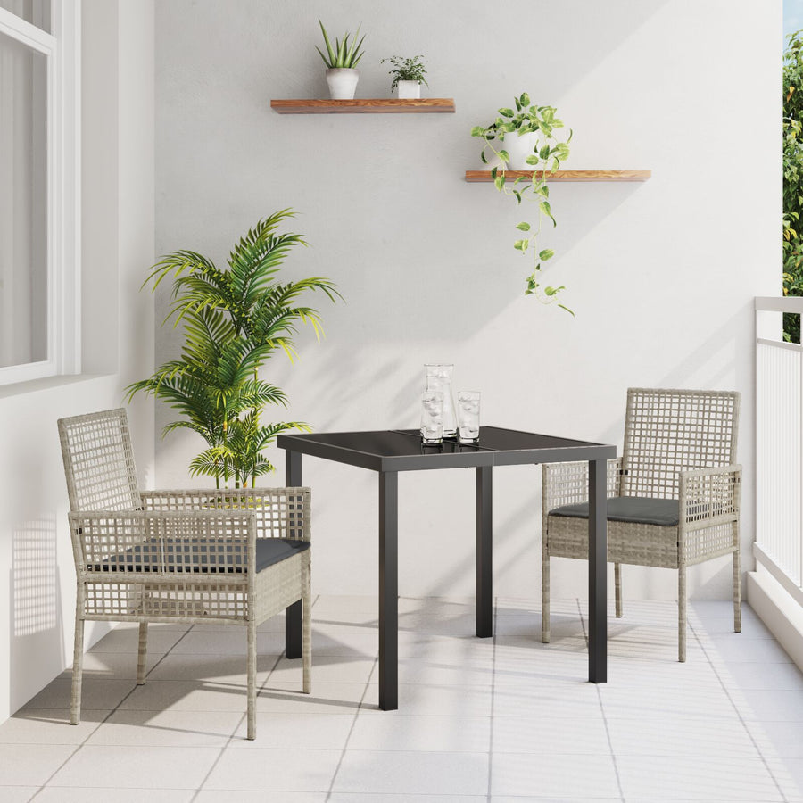 Tuinstoelen 2 Stuks Met Kussens Poly Rattan Lichtgrijs en Donkergrijs