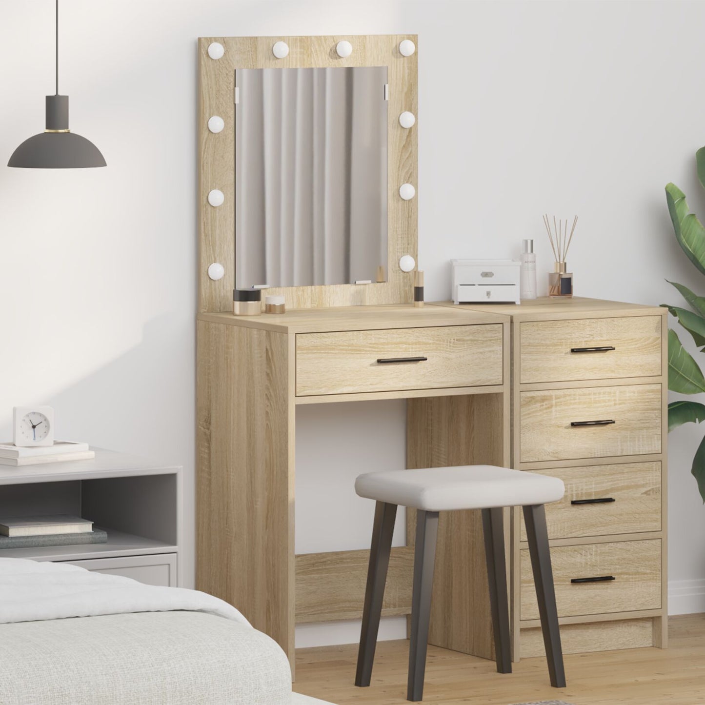 Kaptafel Met Led-Verlichting Sonoma eiken 50 x 41 x 135 cm