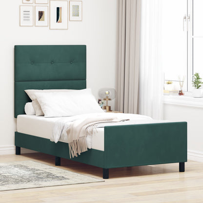 Donkergroen Fluwelen Bedframe 80X200 Cm Crème