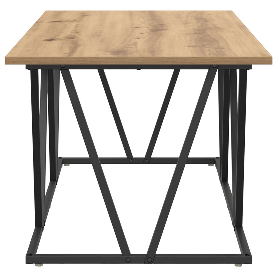 Salontafel Artisan Eiken 100X50X40 Cm Gemaakt Van Hout En Metaal Ambachtelijk eiken