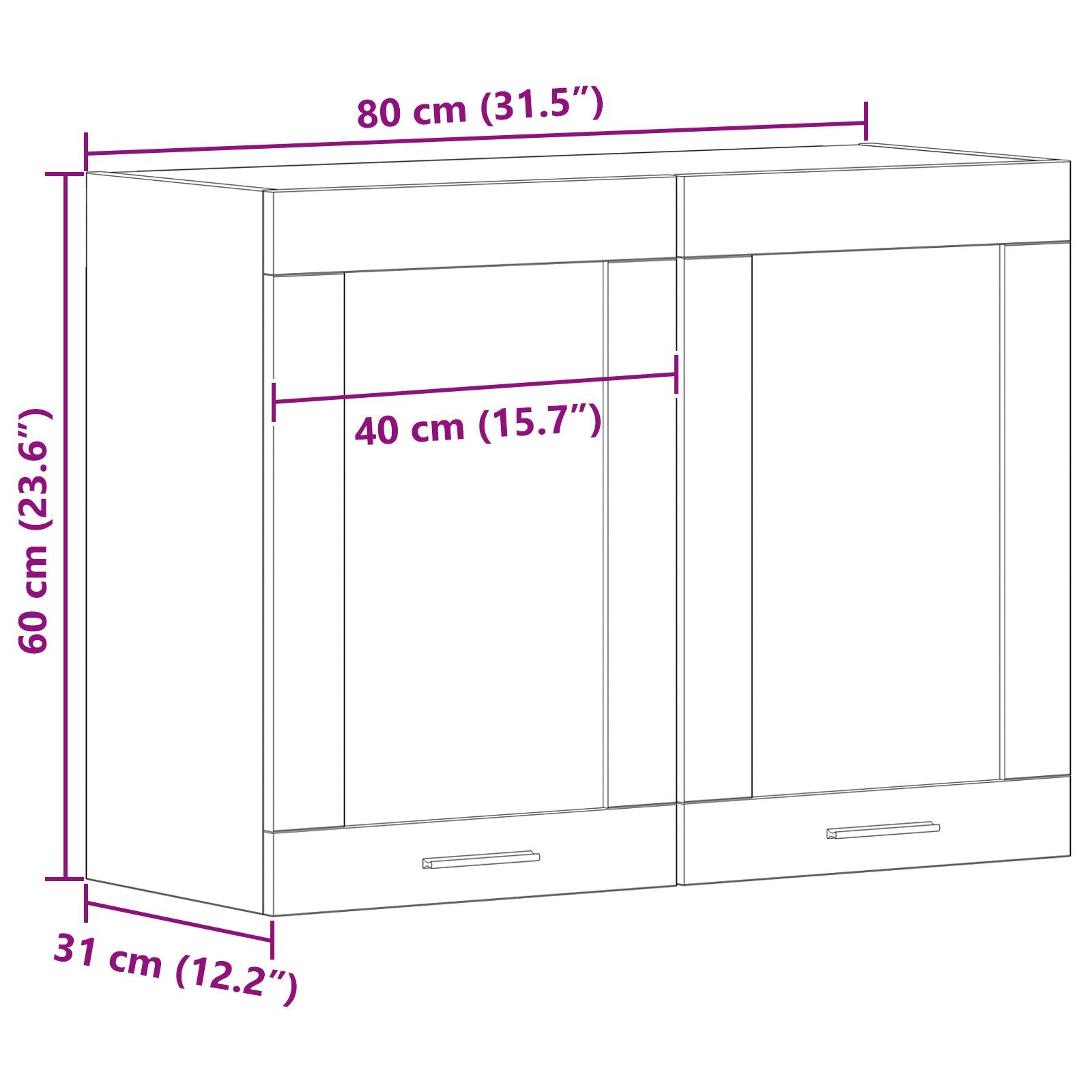 Zwarte Eiken Hangende Glazen Kast 80X31X60 Cm Gemaakt Van Bewerkt Hout