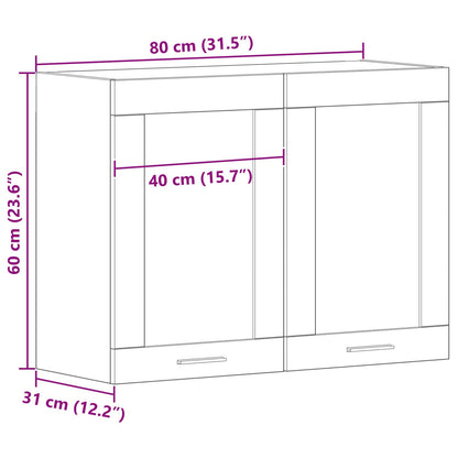 Zwarte Eiken Hangende Glazen Kast 80X31X60 Cm Gemaakt Van Bewerkt Hout