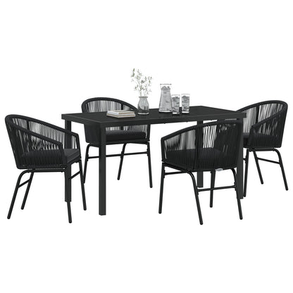 5-Delige Tuin Eetset Zwart Poly Rattan