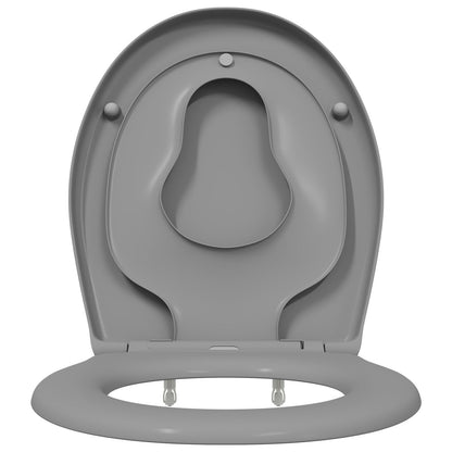 Familie Wc-Bril Met Kindertoiletbril Snelle Ontgrendeling Duroplast Grijs