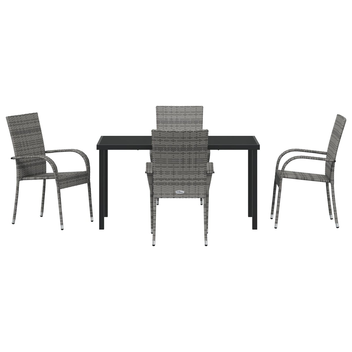 5-Delige Tuindining Set Grijs Poly Rattan