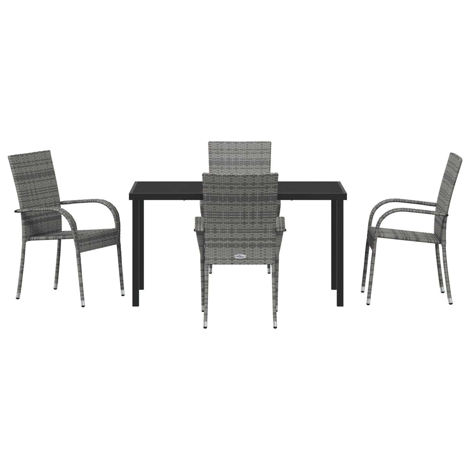 5-Delige Tuindining Set Grijs Poly Rattan