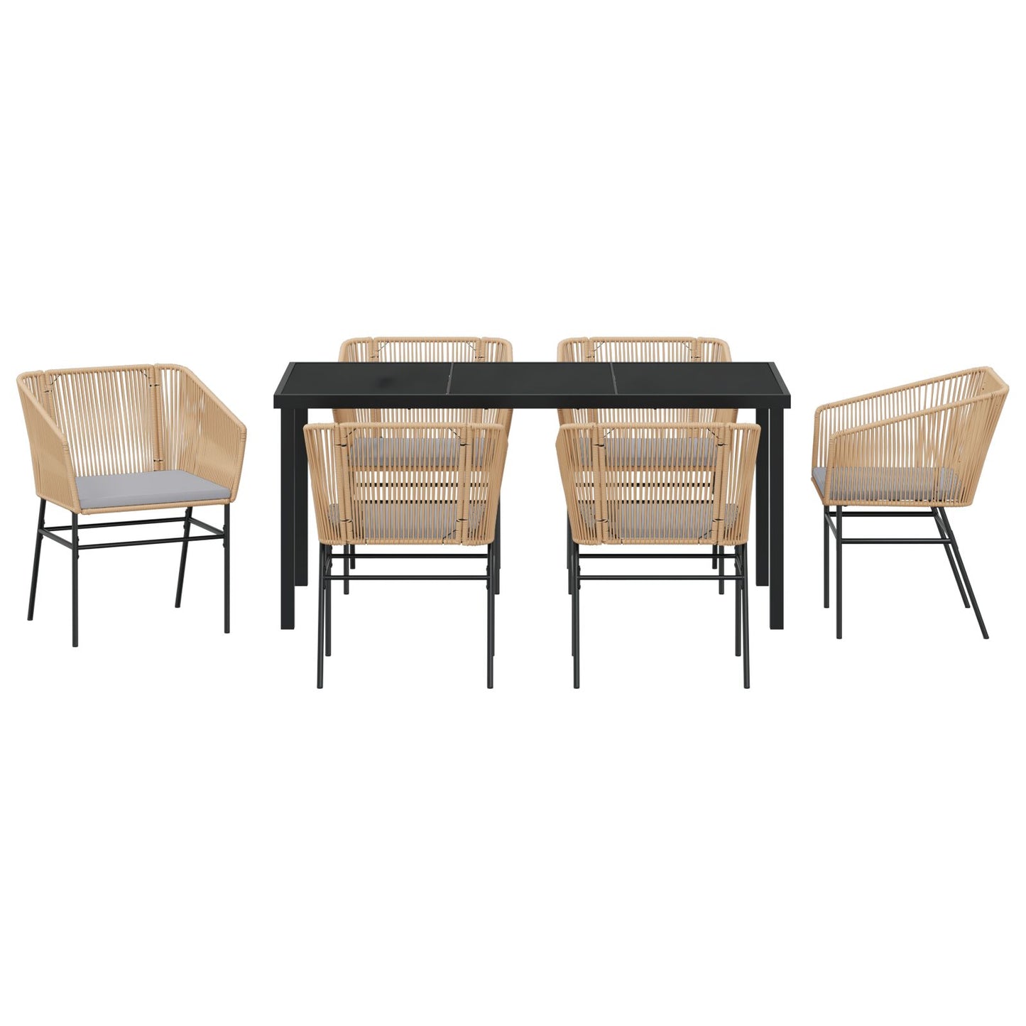 7-Delige Tuin Eetset Met Kussens Bruin Poly Rattan