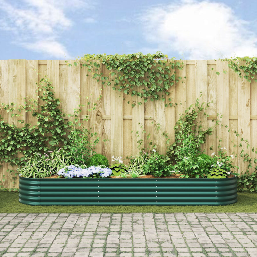 Tuin Verhoogd Bed Gegalvaniseerd Staal 320 x 80 x 44 cm Groen