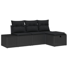 4 Delige Tuin Sofa Set Met Kussens Zwart Poly Rattan