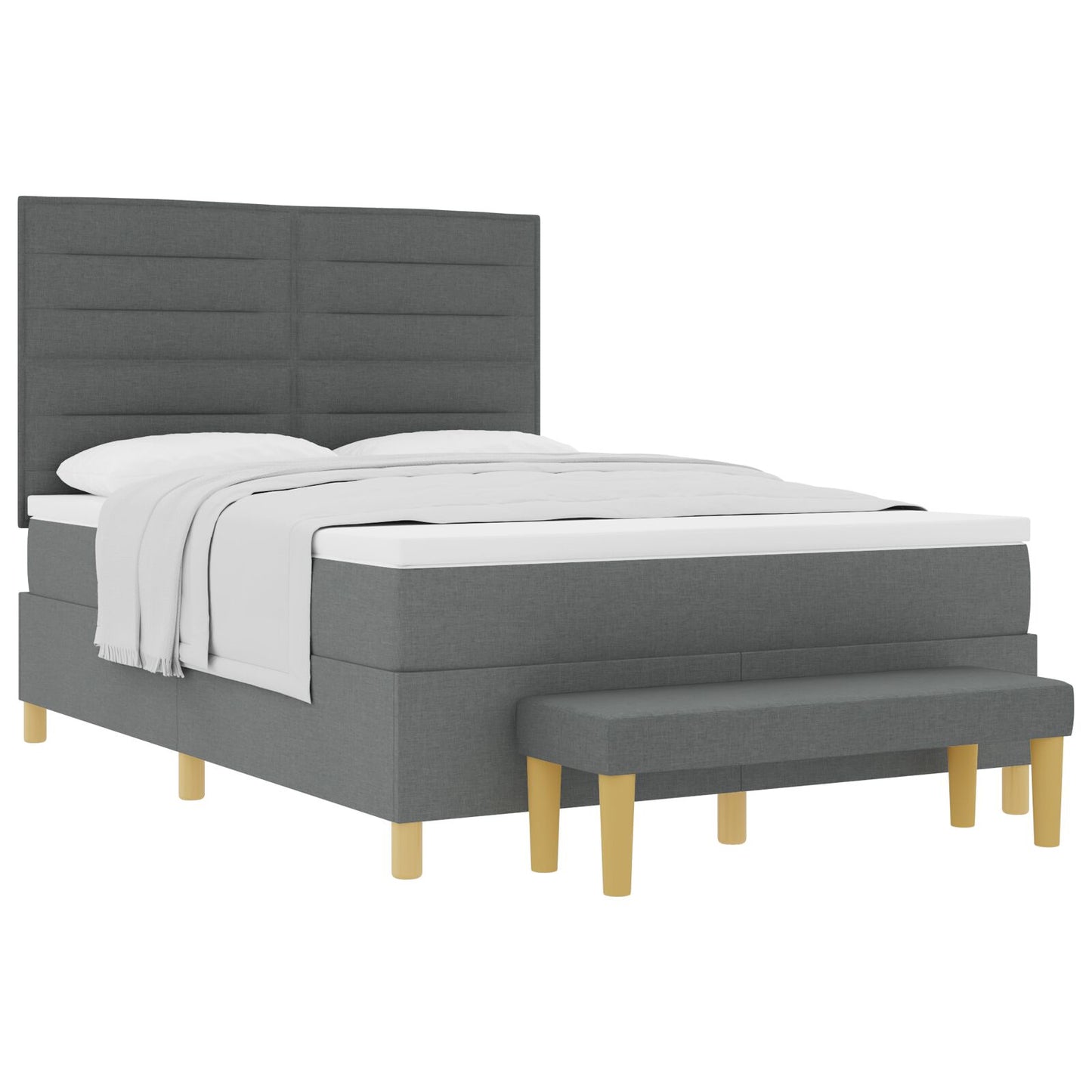 Boxspring Bed Met Matras & Bank Stof Donker Grijs 140 x 200 cm Lijnen ontwerp