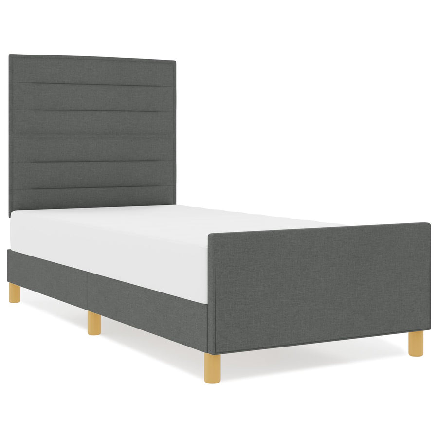 Bedframe Donkergrijs 100X200 Cm Stof Crème