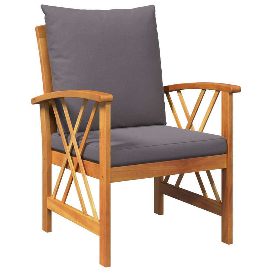 3-Delige Tuin Lounge Set Met Kussens Van Massief Acaciahout 2x fauteuil + tafel Grijs