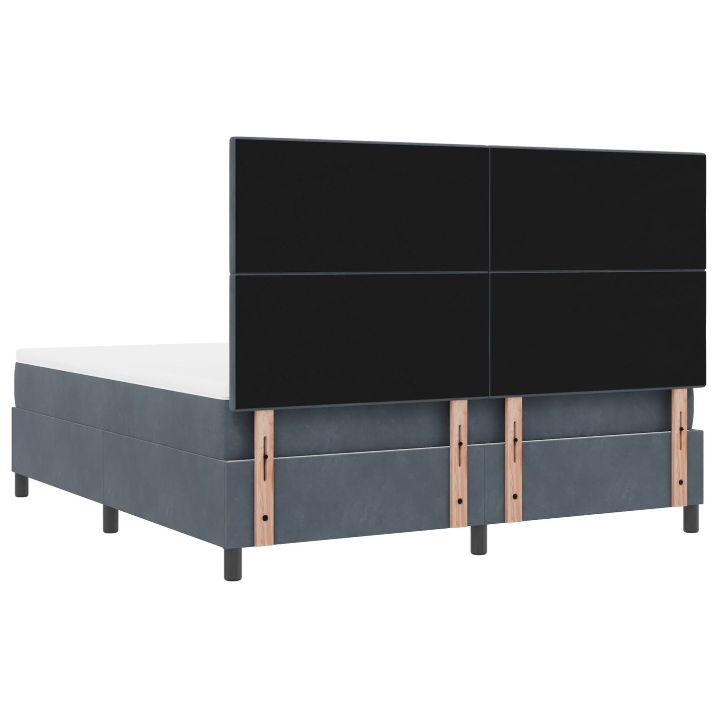 Boxspring Bed Met Matras Donkergrijs Super King Velours Blauw