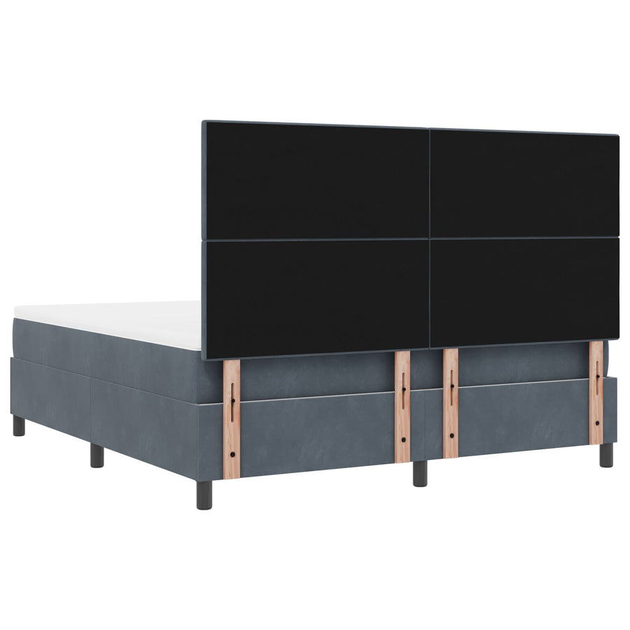 Boxspring Bed Met Matras Donkergrijs Super King Velours Blauw