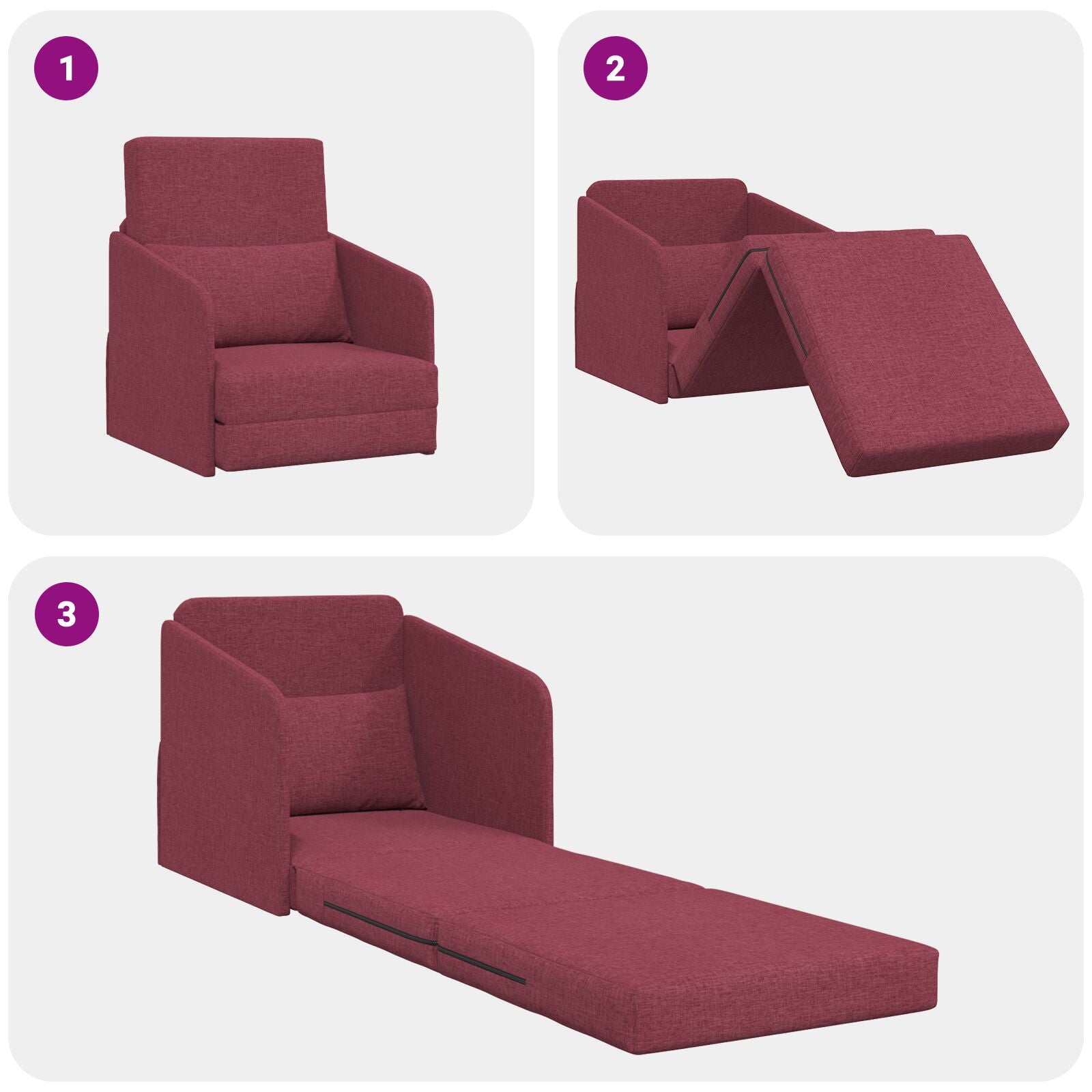 Vloer Sofa Bed 2-In-1 65X80X83 Cm Stof Bordeauxrood