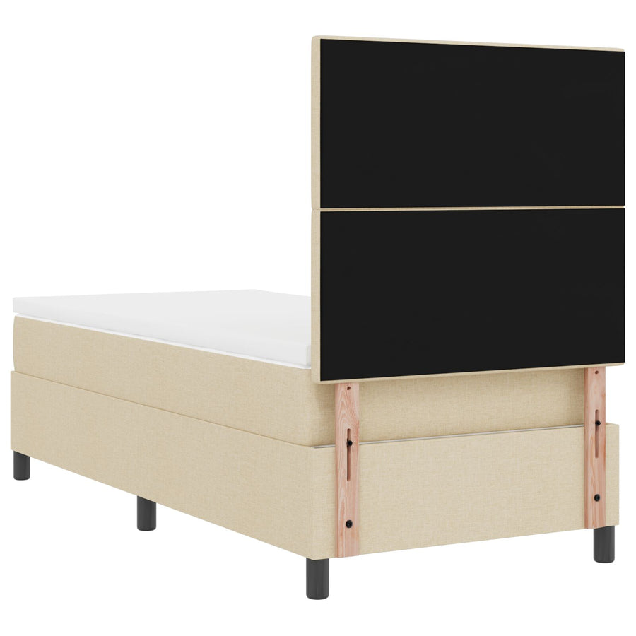Boxspring Bed Met Matras Stof Crème 100 x 200 cm Knop tufted