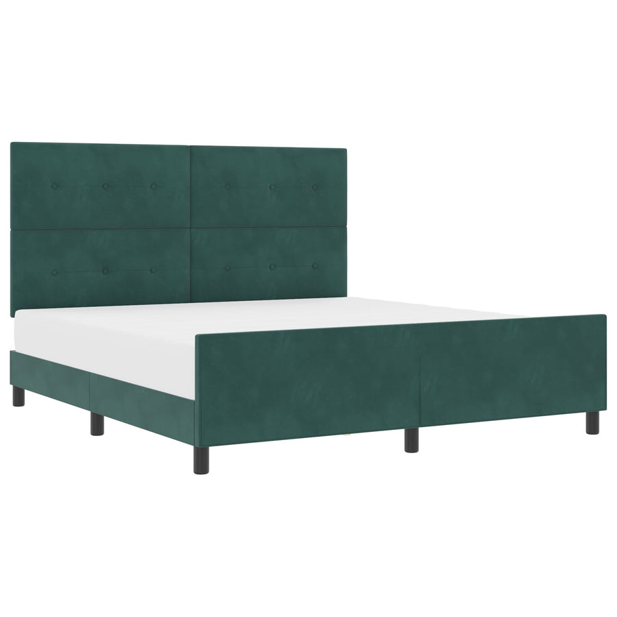 Bed Frame Donkergroen 180X200 Cm Fluweel Crème