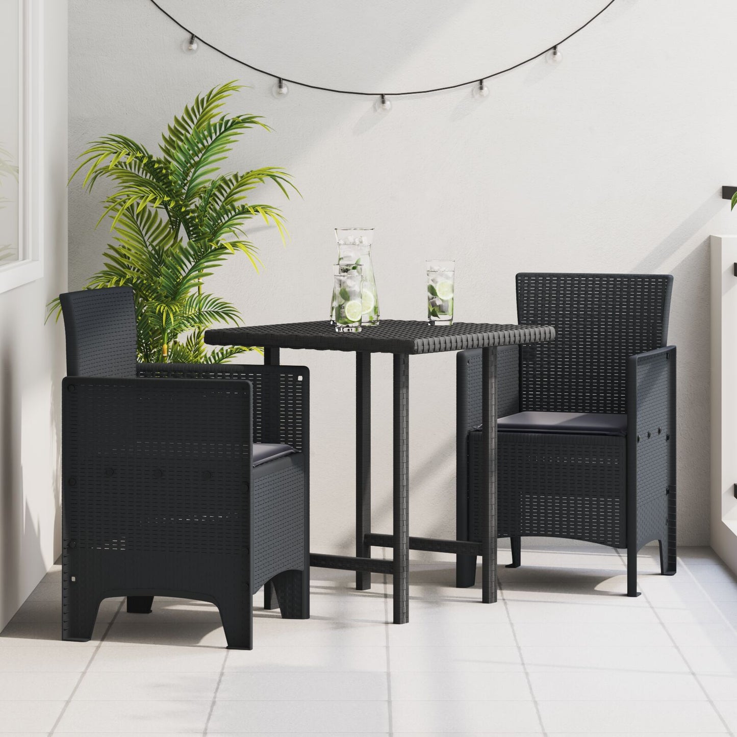 Tuinstoel Set Van 2 Kunststof Medium Duurzaam Anthraciet Anthraciet