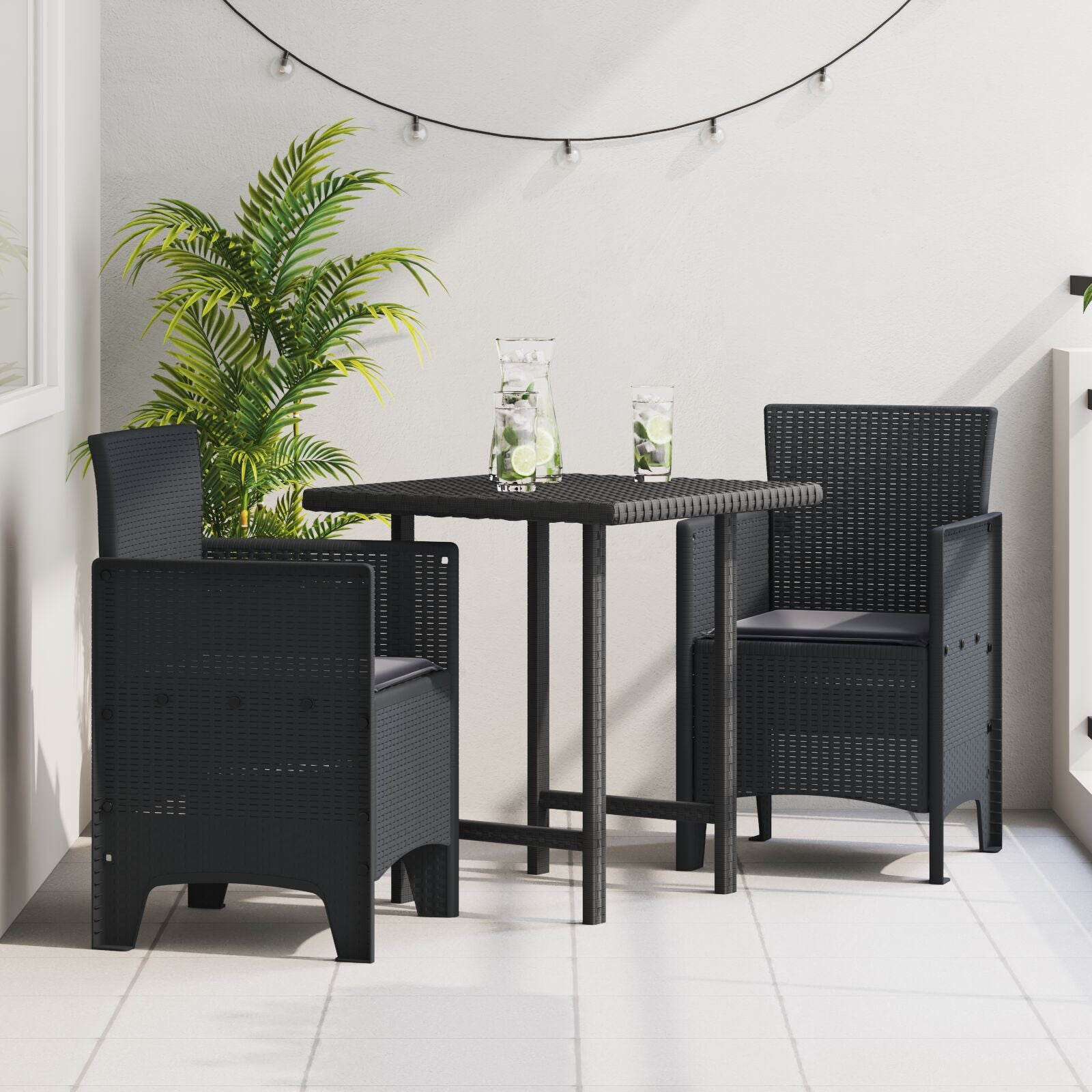 Tuinstoel Set Van 2 Kunststof Medium Duurzaam Anthraciet Anthraciet