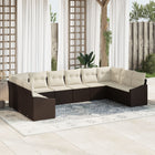 Tuinbankenset poly rattan 10 personen bruin crème
