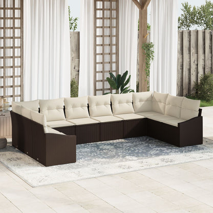 Tuin Sofa Set Set Van 10 Beige Rattan Tuin Loveseat Rechthoekig