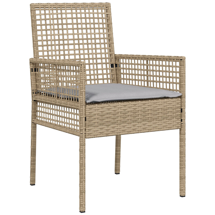 5-Delige Tuin Eetset Met Kussens Beige Poly Rattan