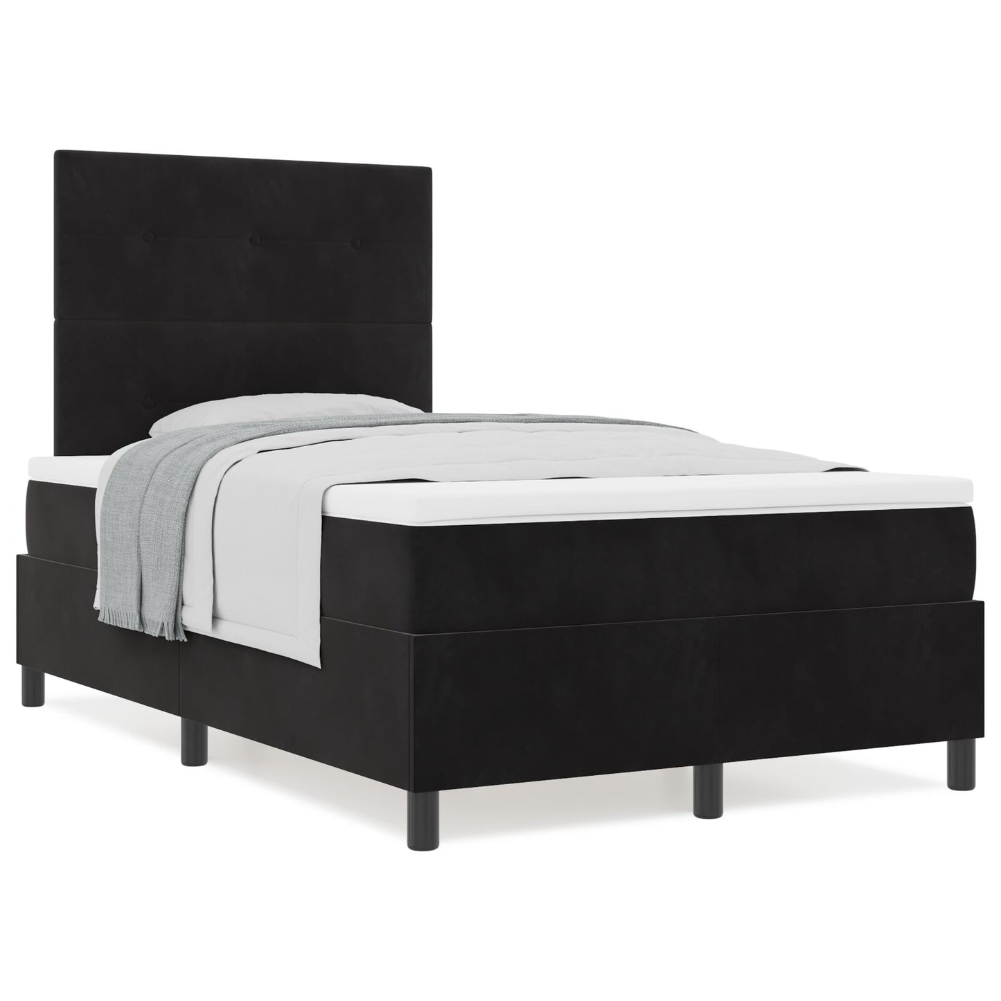 Boxspring Bed Met Matras Zwart 120X200 Cm Fluweel Blauw