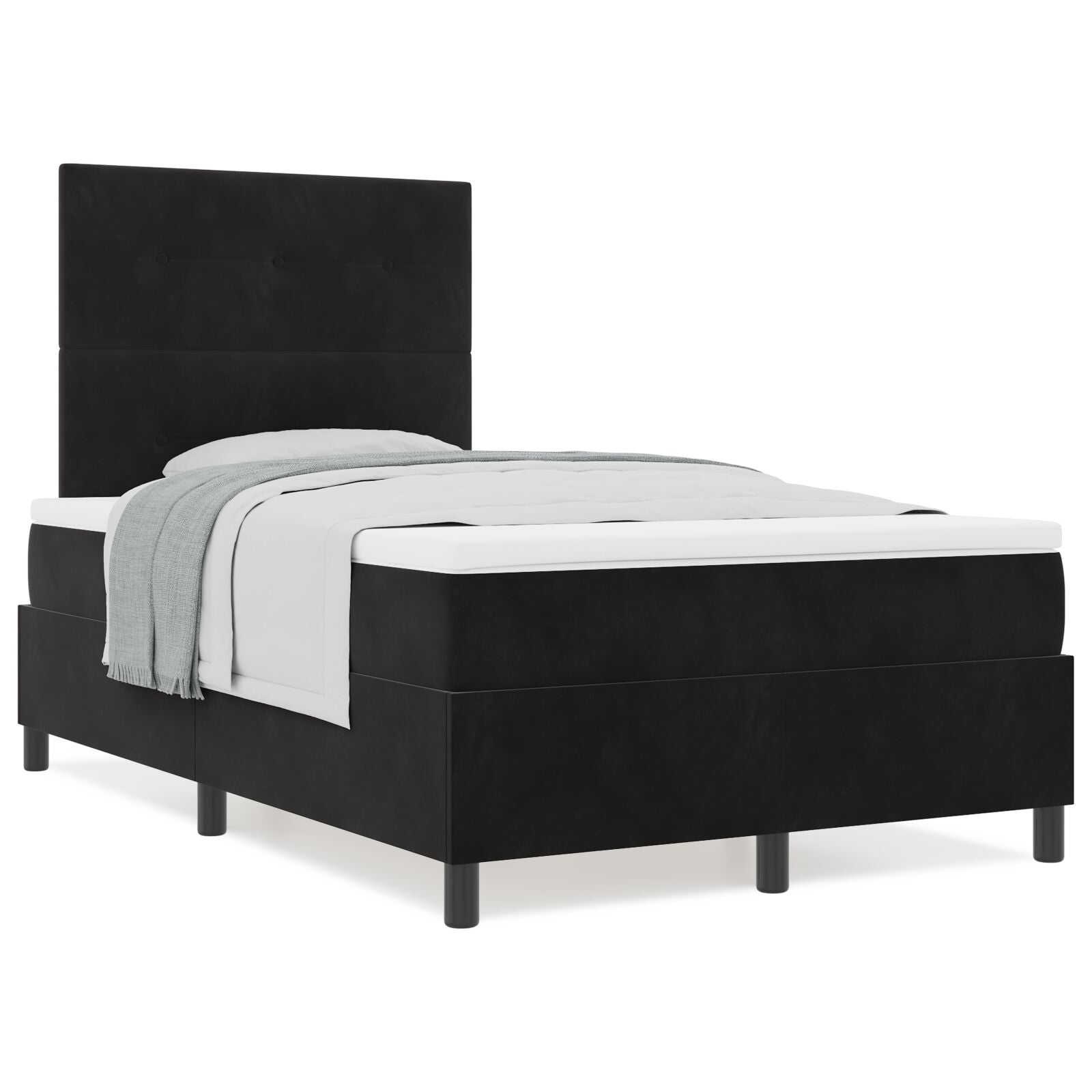 Boxspring Bed Met Matras Zwart 120X200 Cm Fluweel Blauw