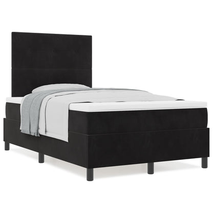 Boxspring Bed Met Matras Zwart 120X200 Cm Fluweel Blauw