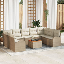 10-Delige Tuin Sofa Set Met Kussens Beige Poly Rattan Acacia