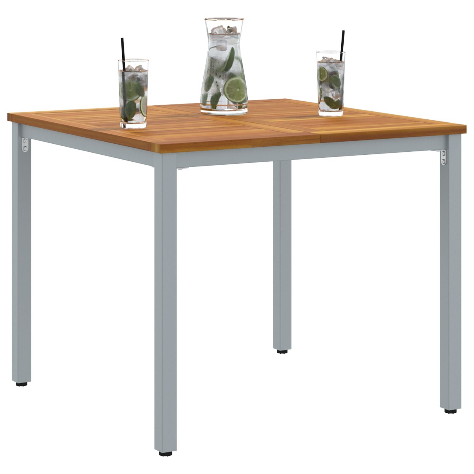 Tuin Tafel Van Massief Acaciahout En Metaal 90 x 90 x 75 cm Natuurlijk en grijs