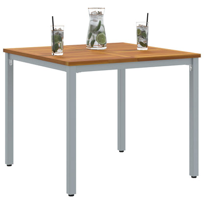 Tuin Tafel Van Massief Acaciahout En Metaal 90 x 90 x 75 cm Natuurlijk en grijs