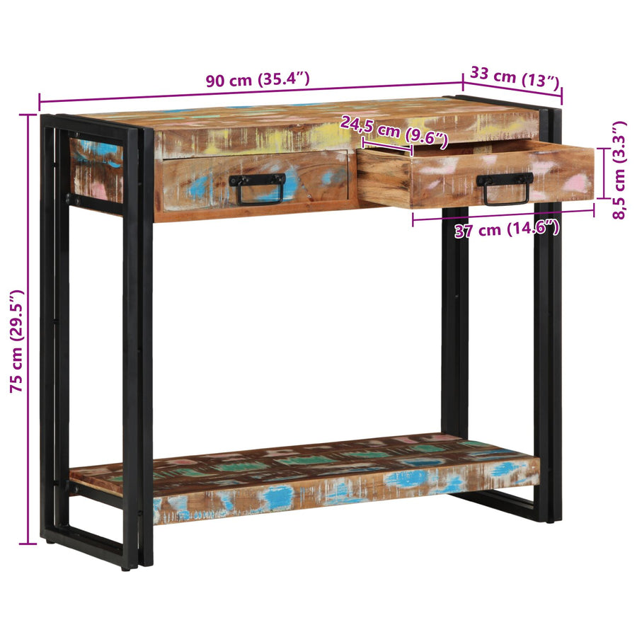 Console Tafel Meerkleurig En Metaal 90 cm Massief gerecycled hout