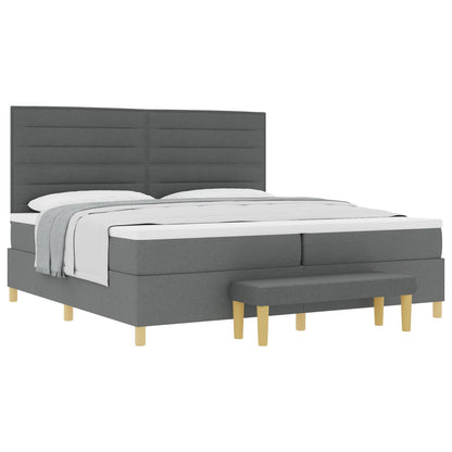 Boxspringbed Met Matras & Bank Stof Donkergrijs 200 x 200 cm Lijn ontwerp
