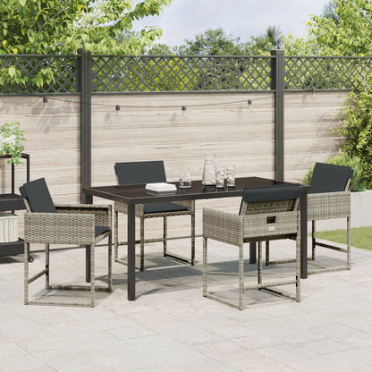 5-Delige Tuinset Met Kussens Lichtgrijs Poly Rattan