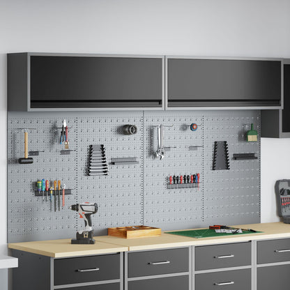 6-Delige Gereedschapskast En Pegboard Set Wandgemonteerd Zwart Metaal