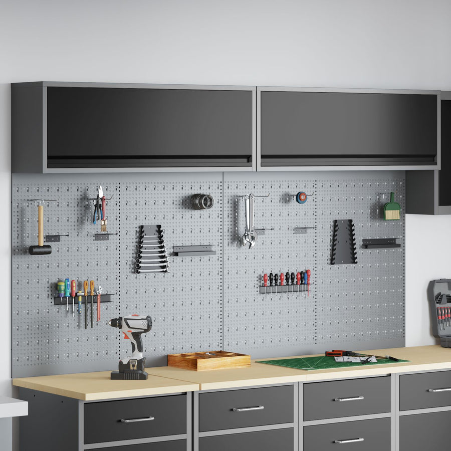 6-Delige Gereedschapskast En Pegboard Set Wandgemonteerd Zwart Metaal
